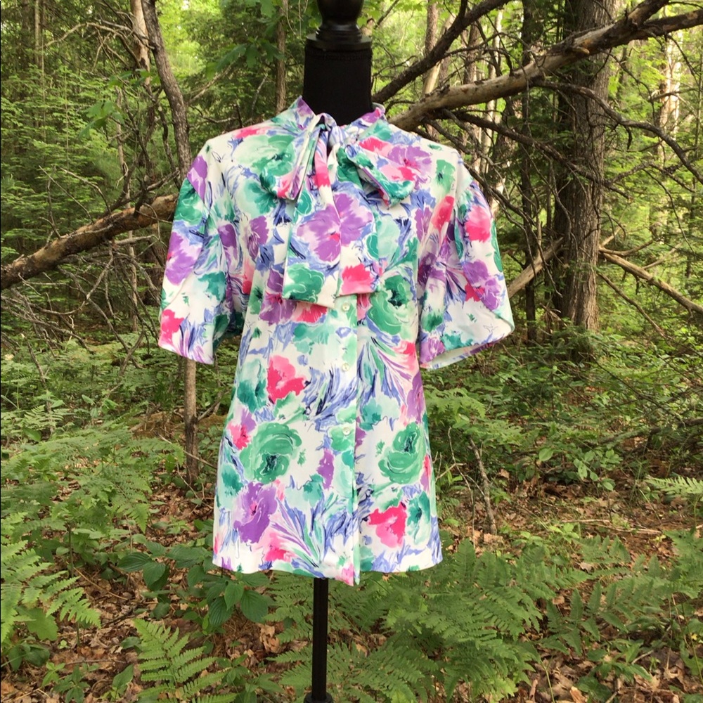 79s poly vintage splash of color pussy bow 2X
